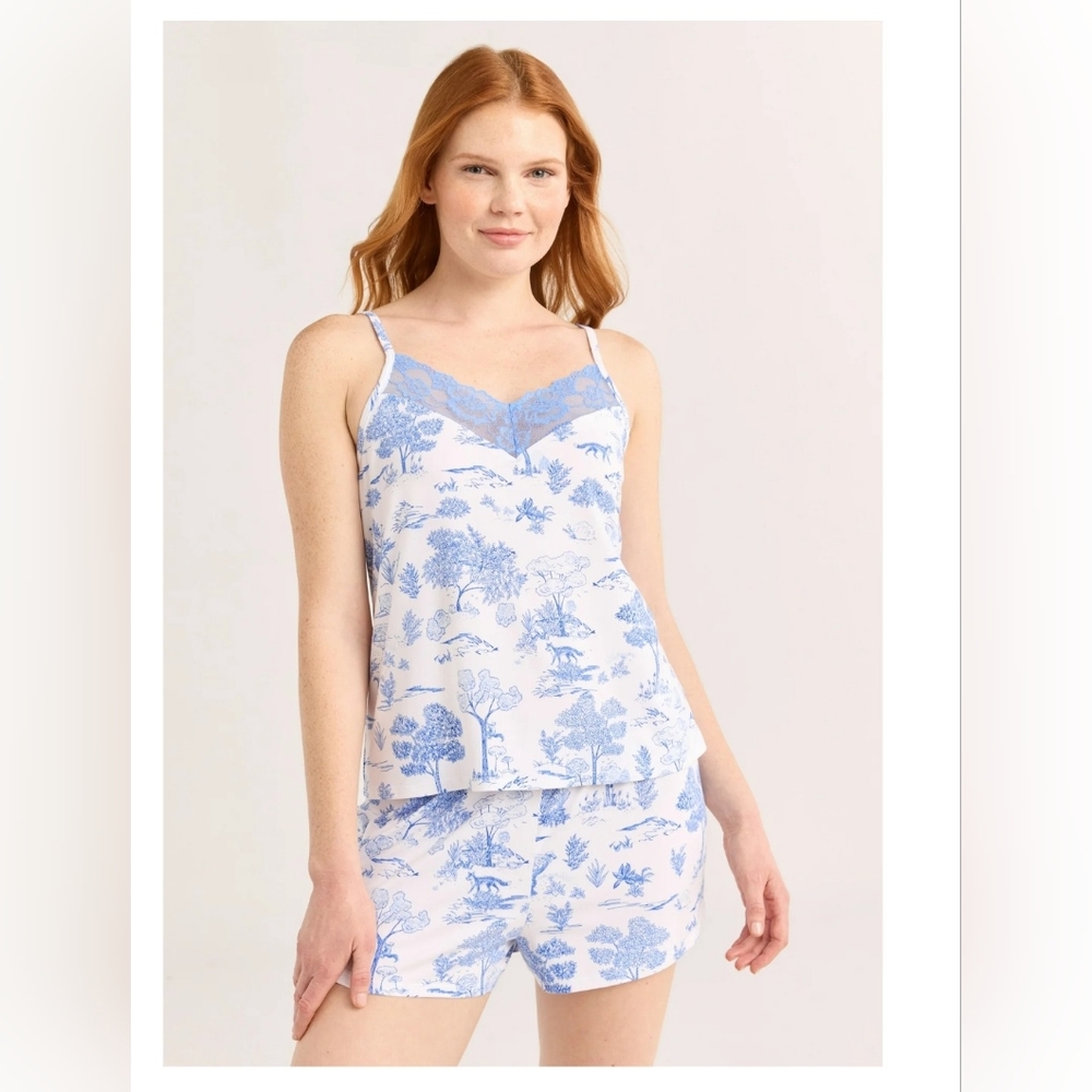 New Joyspun Women’s 3x Dreamy Soft Collection Lace Trim Knit Cami and Shorts Pj